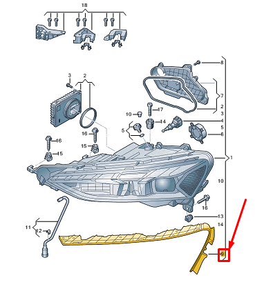 new audi e-tron gt left headlight sealing frame 4j3941191 original