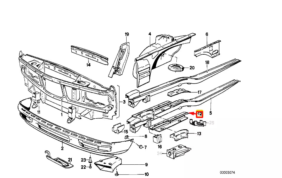 NEW BMW 5 E28 LEFT REINFORCEMENT 41111902851 ORIGINAL