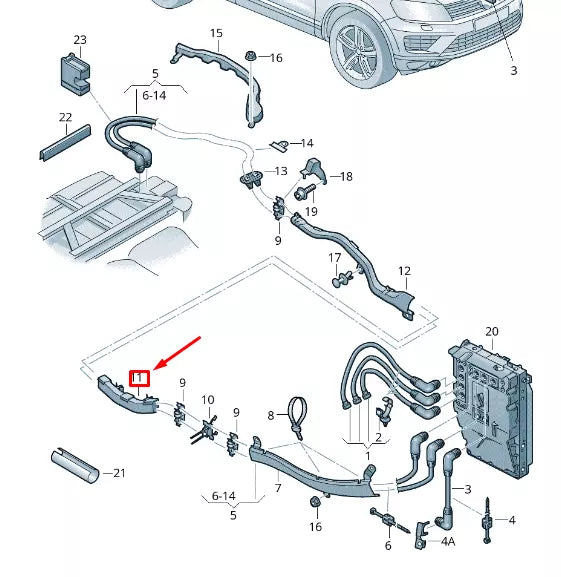 NEW VW TOUAREG 7P MK2 HIGH-VOLTAGE WIRING CABLE GUIDE 7P0971615