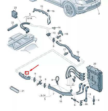NEW VW TOUAREG 7P MK2 HIGH-VOLTAGE WIRING CABLE GUIDE 7P0971615