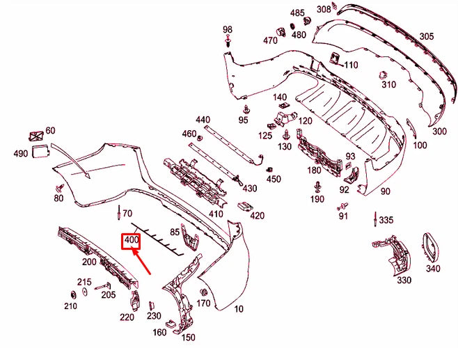 NEW MB GLC X253 REAR BUMPER ELECTRICAL WIRING HARNESS A2535403500