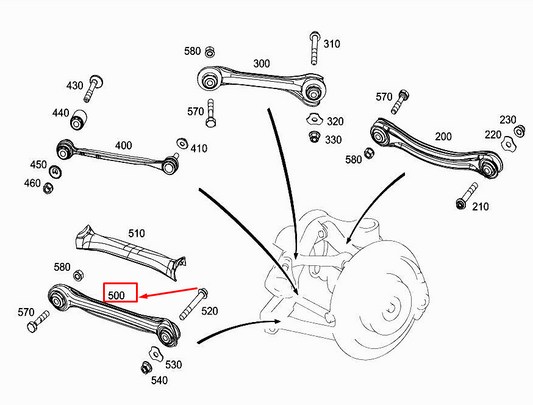 new mercedes-benz slk r172 rear thrust arm a1723500306 original