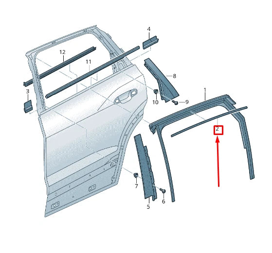 NEW AUDI E-TRON GE REAR RIGHT DOOR WINDOW GUIDE TRIM STRIP 4K4839644A