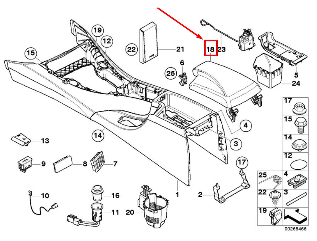 NEW BMW 3 E90 CENTER CONSOLE ARMREST 51169133804 9133804 ORIGINAL