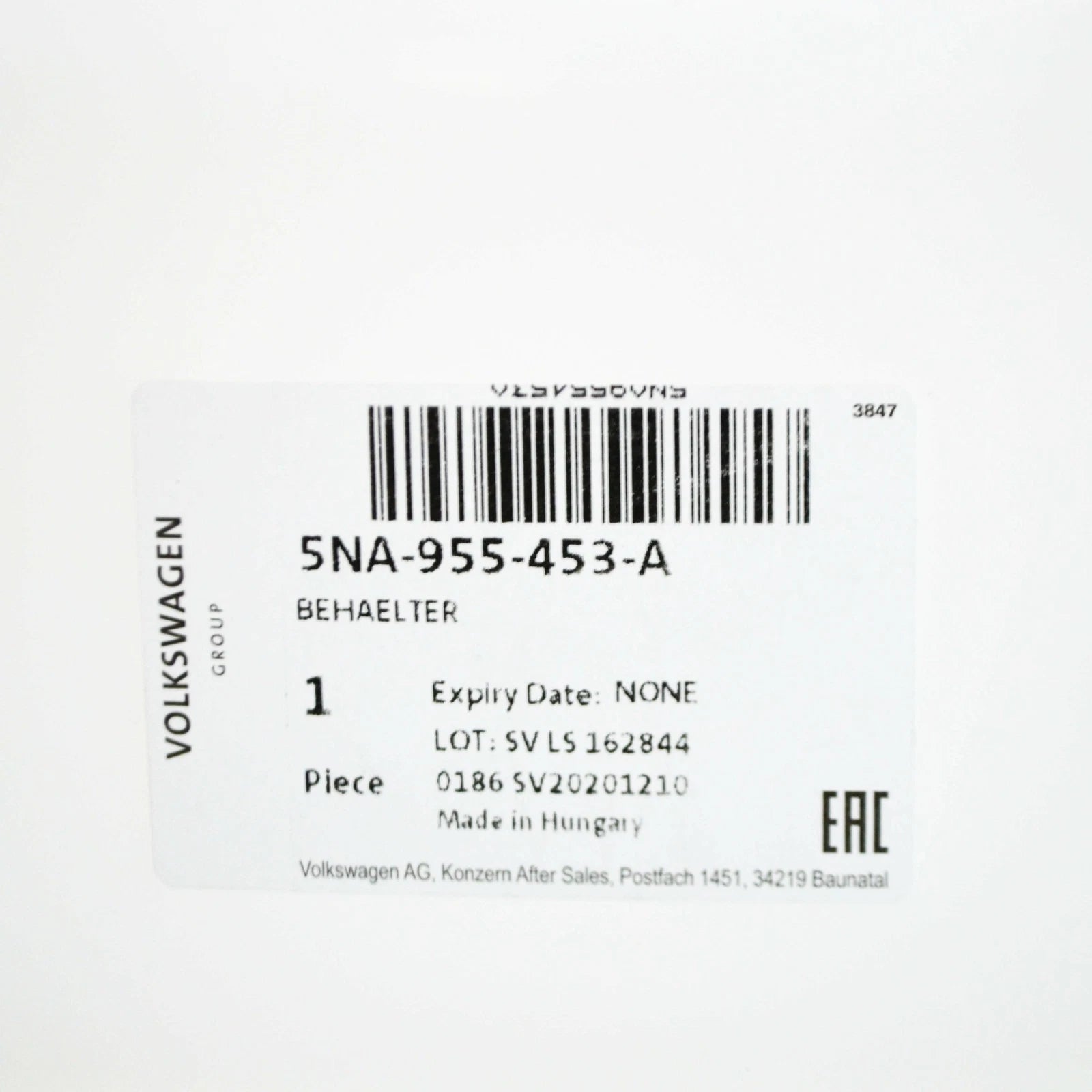 NEW VOLKSWAGEN TIGUAN AD MK2 WINDSHIELD WASHER RESERVOIR TANK 5NA955453A