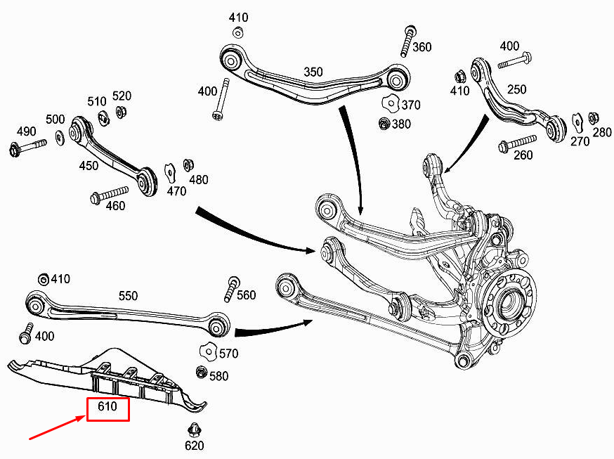 NEW MERCEDES-BENZ S W222 REAR RIGHT THRUST ARM TRIM A2223520291 ORIGINAL