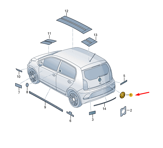 NEW VOLKSWAGEN UP REAR BADGE EMBLEM 1S6853630CFOD ORIGINAL