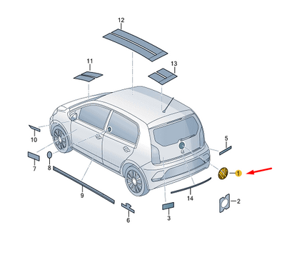 NEW VOLKSWAGEN UP REAR BADGE EMBLEM 1S6853630CFOD ORIGINAL