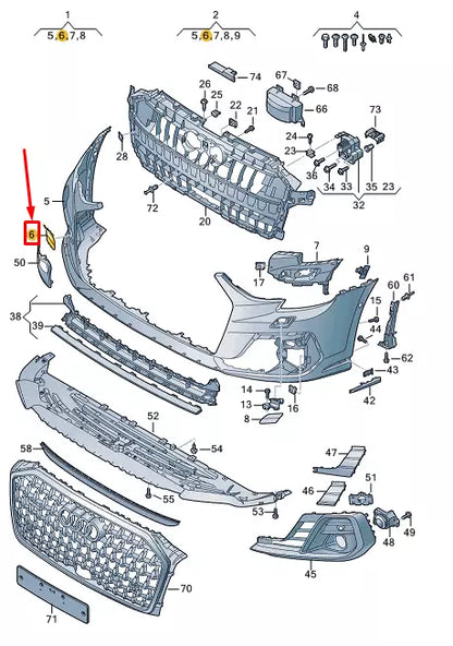 NEW AUDI A8 D5 FRONT BUMPER TOWING EYE COVER 4N0807241CGRU ORIGINAL