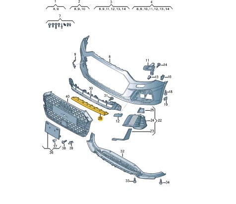NEW AUDI A1 SPORTBACK GB FRONT BUMPER CENTER SPOILER 82A807719Y9B