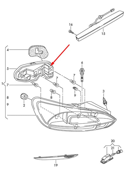 NEW VOLKSWAGEN SCIROCCO REAR LEFT TAIL LIGHT BULB HOLDER 1K8945257C 2012
