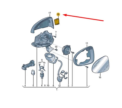 NEW VW TOUAREG 7P LEFT MIRROR LANE CHANGE WARNING DISPLAY RHD 7P6949145A