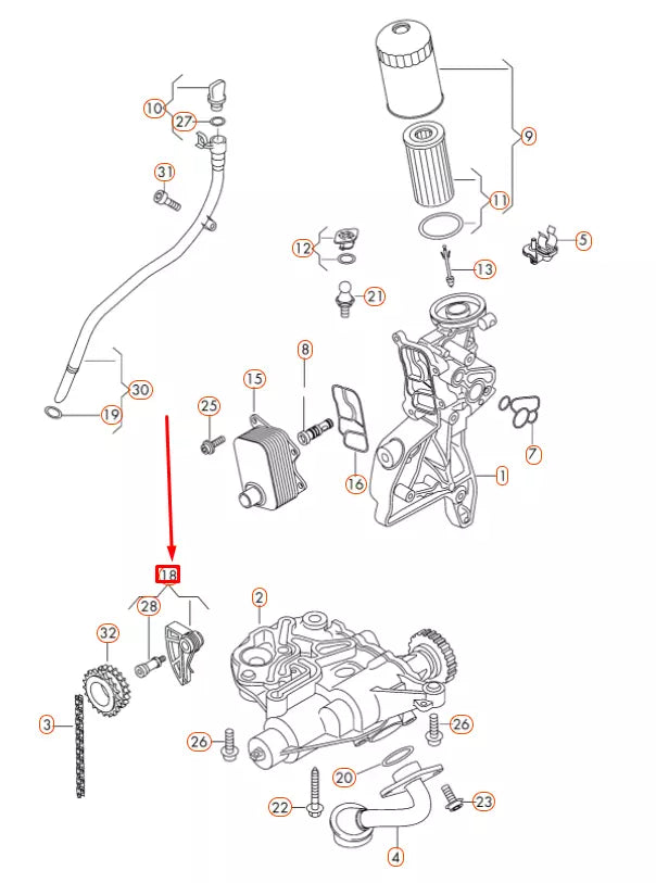 NEW AUDI A3 8V OIL PUMP CHAIN TENSIONER 06K109507F ORIGINAL