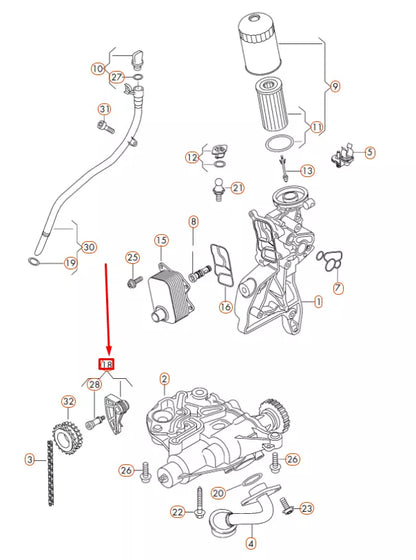 NEW AUDI A3 8V OIL PUMP CHAIN TENSIONER 06K109507F ORIGINAL