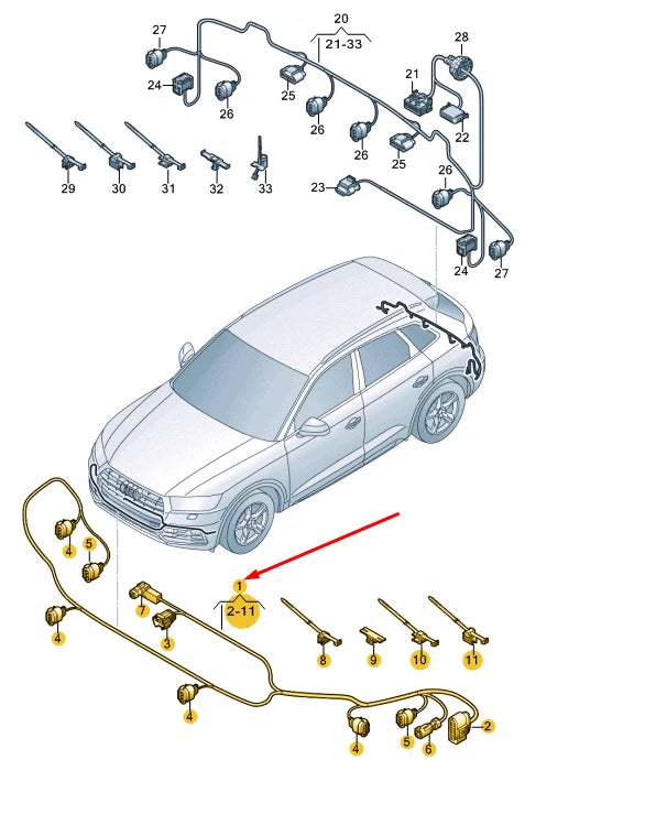 NEW AUDI Q5 REAR PARKING AID WIRING 80A971095T