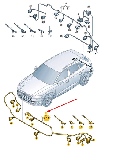 NEW AUDI Q5 REAR PARKING AID WIRING 80A971095T