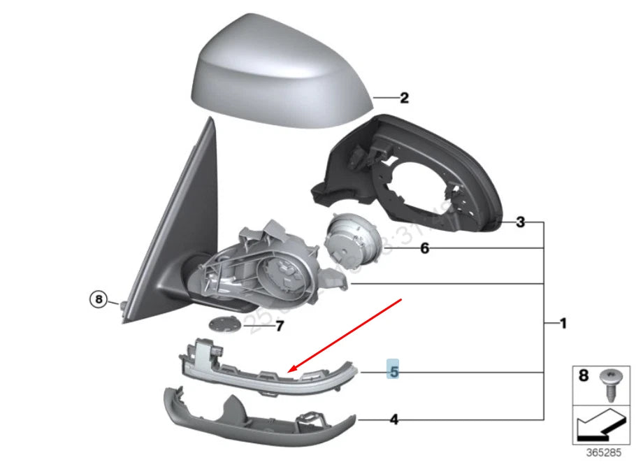 NEW BMW X3 F25 RIGHT WING MIRROR TURN INDICATOR LIGHT 63137291218 2016