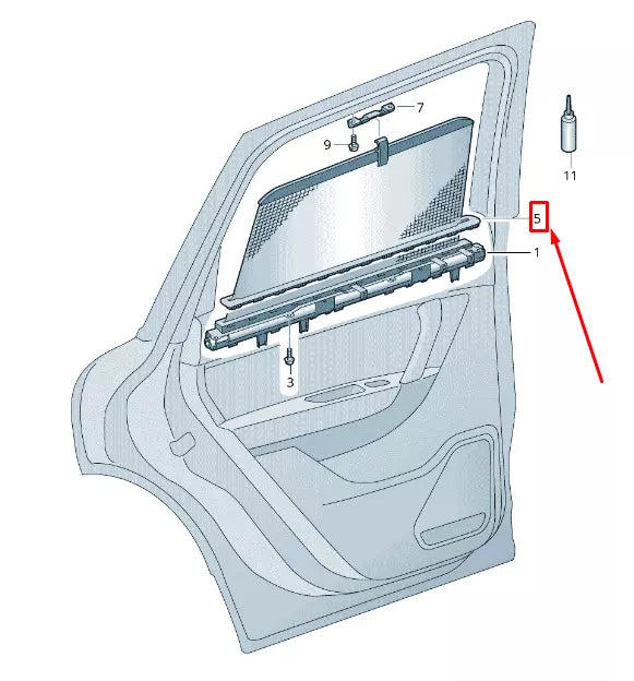 NEW VW TOUAREG 7P MK2 REAR RIGHT DOOR ROLLER SUNBLIND COVER 7P68603803G4