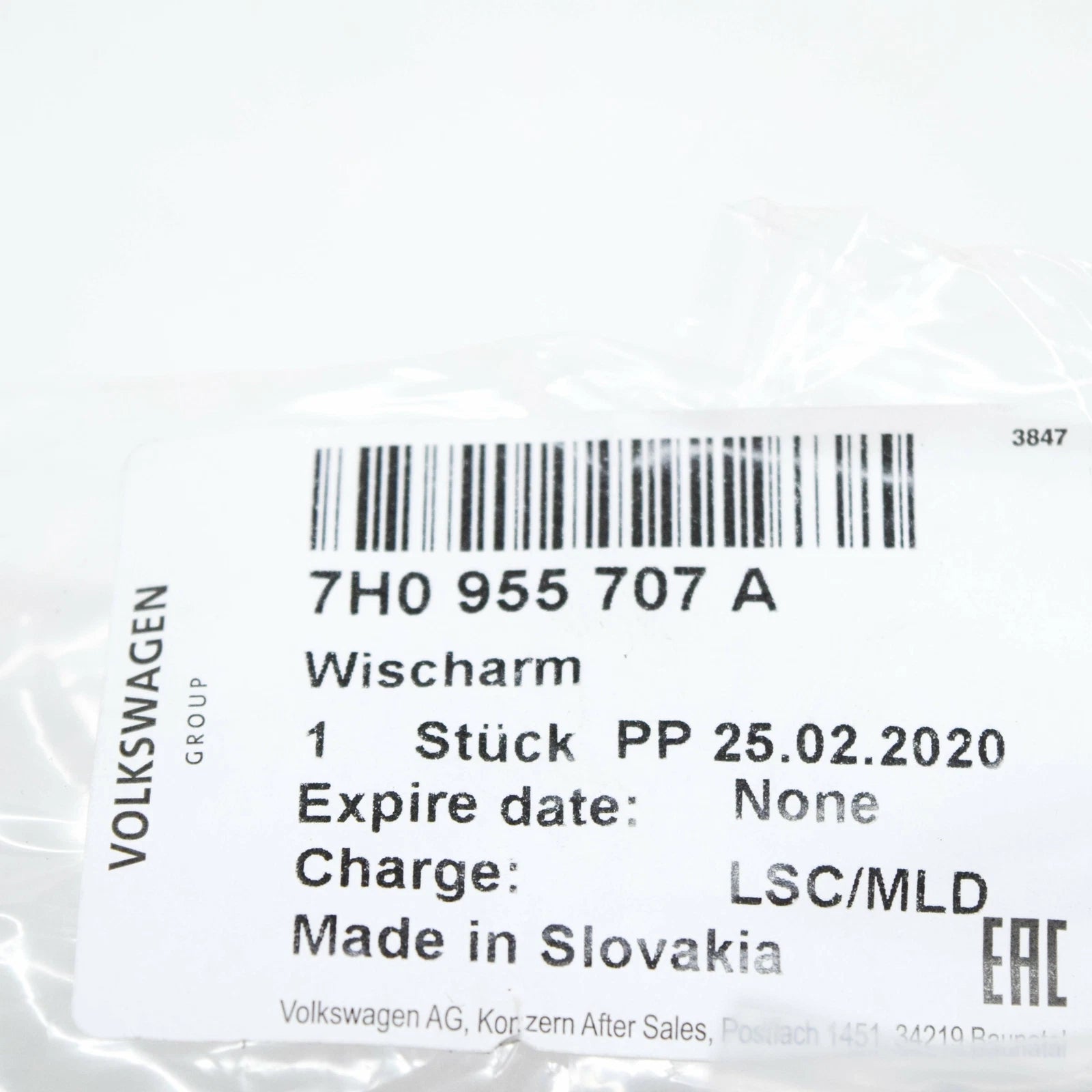 NEW VW MULTIVAN T5 REAR WIPER BLADE ARM 7H0955707A