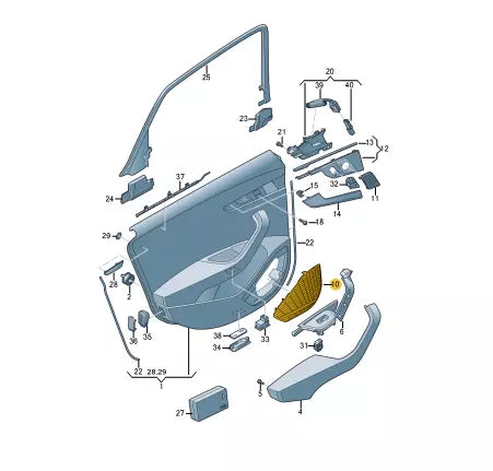 NEW AUDI A4 AVANT B9 REAR RIGHT DOOR SPEAKER COVER TRIM 8W0035294B4PK ORIGINAL