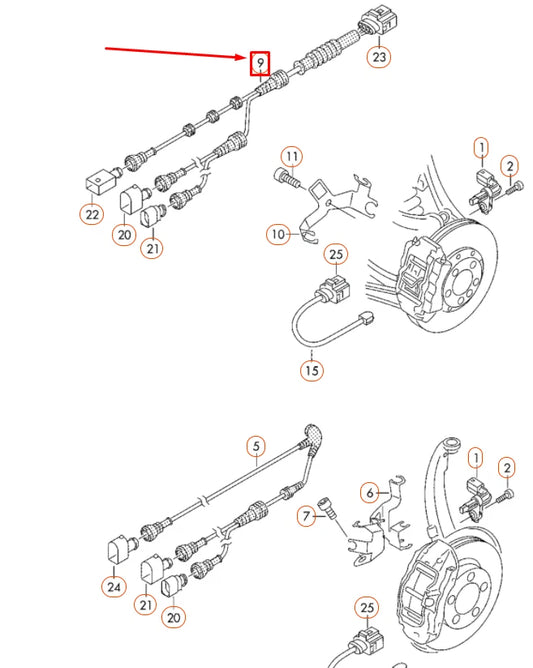 NEW VOLKSWAGEN TOUAREG 7P REAR SPEED SENSOR WIRING SET 7P0971279D