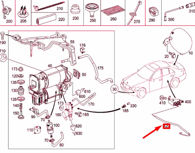 NEW MERCEDES-BENZ E W211 REAR AXLE RIGHT DISTRIBUTOR LINE A2113200953