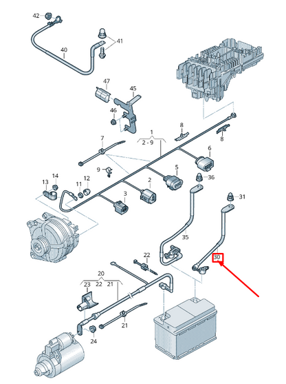 NEW VW TOURAN 5T NEGATIVE BATTERY CABLE 5Q0971235E ORIGINAL