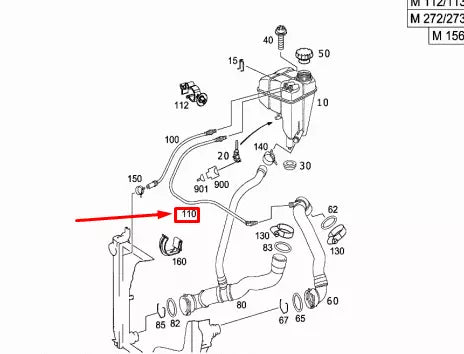 NEW MERCEDES-BENZ SL R230 ENGINE COOLANT RECOVERY TANK HOSE A2305010325