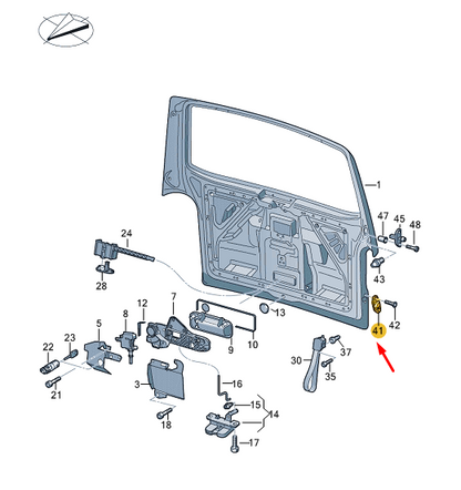 new vw transporter vi t6 rear lid guide 7h0829721b original