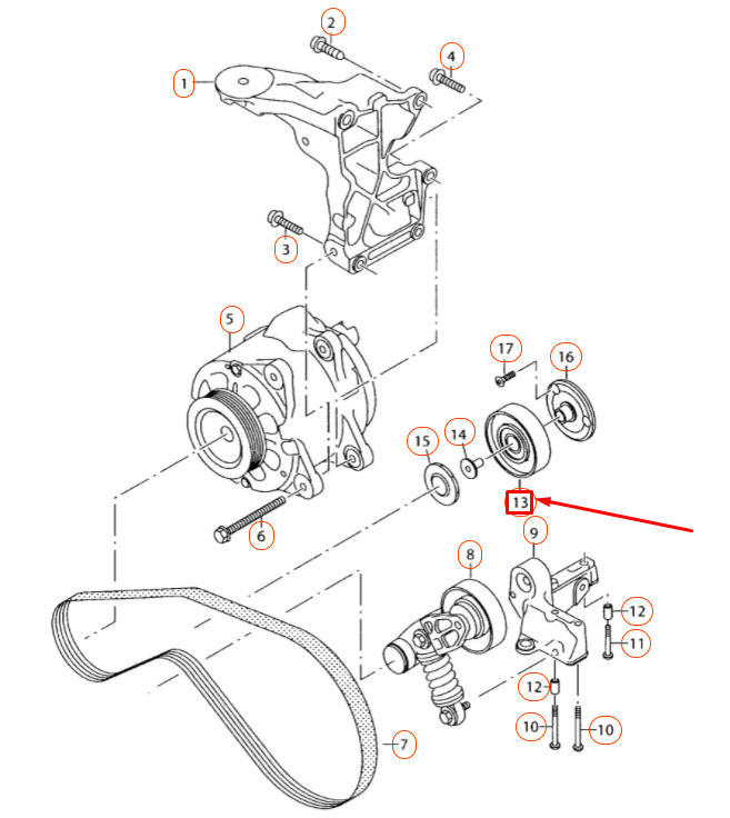 NEW AUDI A6 C6 ALTERNATOR BELT IDLER PULLEY 079903341F ORIGINAL
