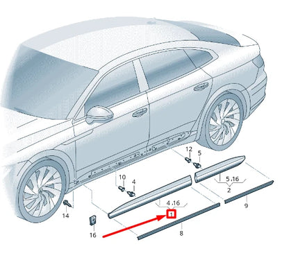 NEW VOLKSWAGEN ARTEON 3H7 FRONT RIGHT DOOR LOWER MOLDING 3G8853268GRU