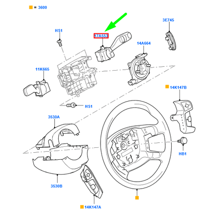 new ford mondeo mk4 steering wheel switch less wash wipe 1834497 original