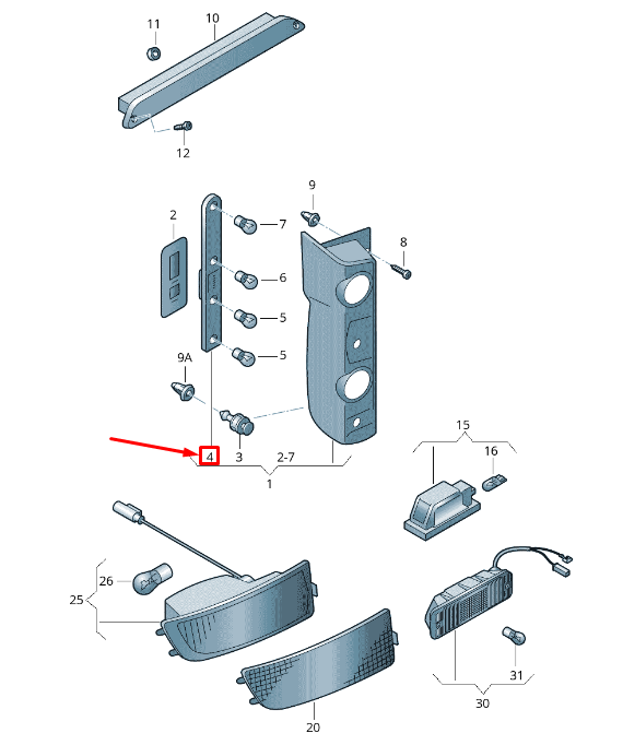NEW VW CRAFTER 30-50 FURGON 2E REAR TAILLIGHT BULB HOLDER 2E0945257 ORIGINAL