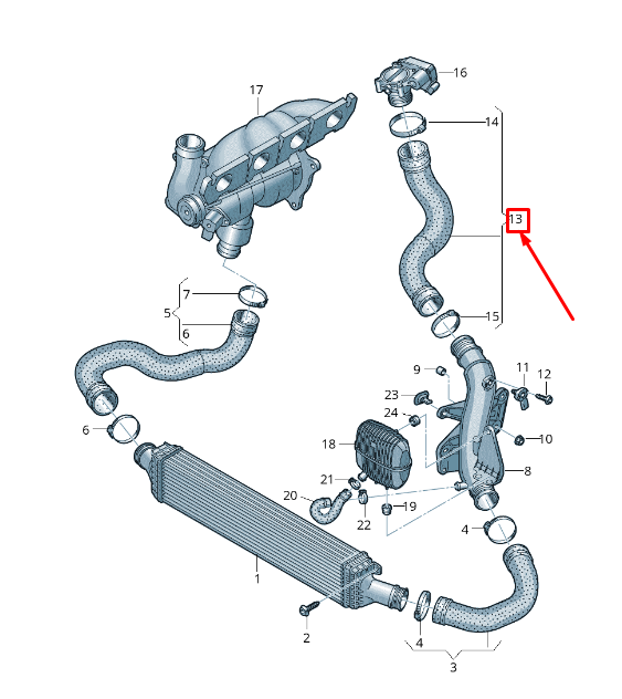 new audi q5 8r intercooler pressure hose 8r0145993a original