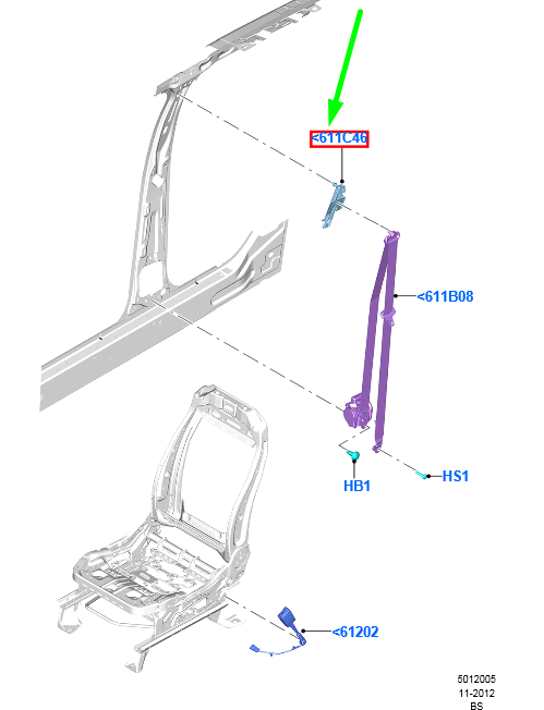 new ford kuga mk2 c520 front seat belt height adjuster unit 5270261 original