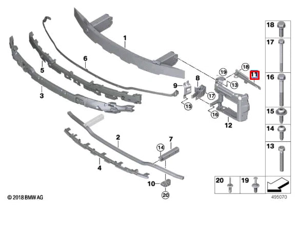 NEW BMW 3 G20 REAR LEFT CROSS BRACE SUPPORT 51117422227 ORIGINAL