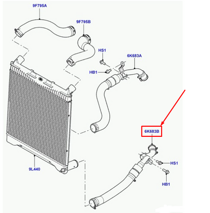 new land rover range rover iii l322 left intercooler hose pnh500520 original