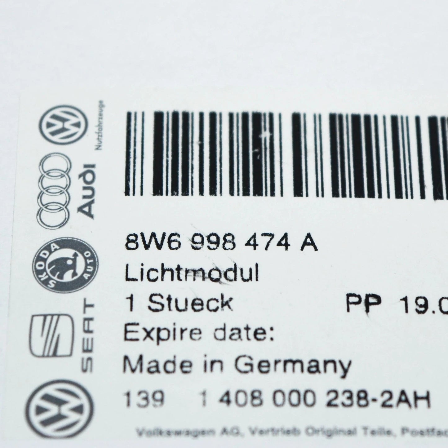 NEW AUDI A5 CABRIO 8W6 FRONT RIGHT DRL LIGHT LED MODULE UNIT 8W6998474A ORIGINAL