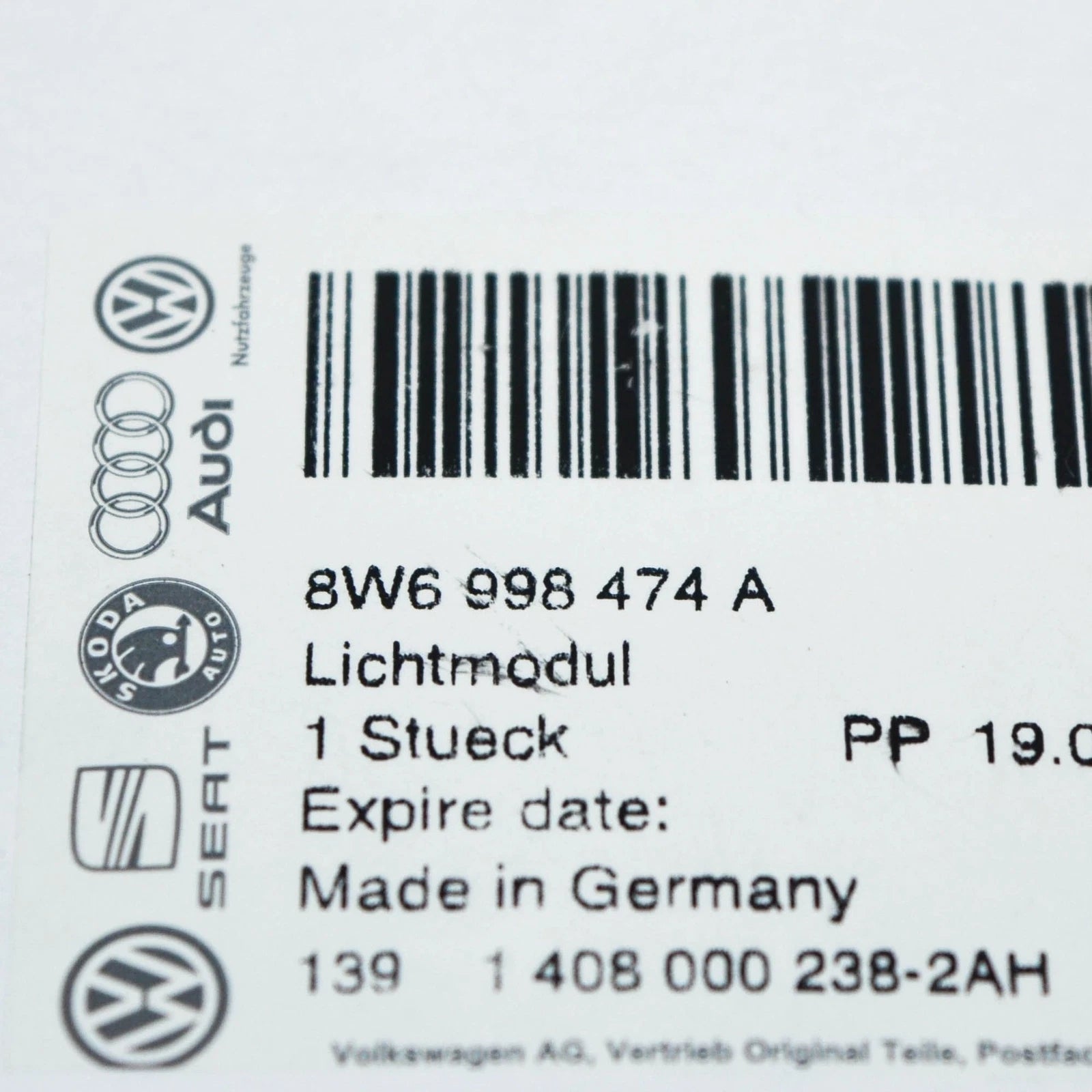 NEW AUDI A5 CABRIO 8W6 FRONT RIGHT DRL LIGHT LED MODULE UNIT 8W6998474A ORIGINAL