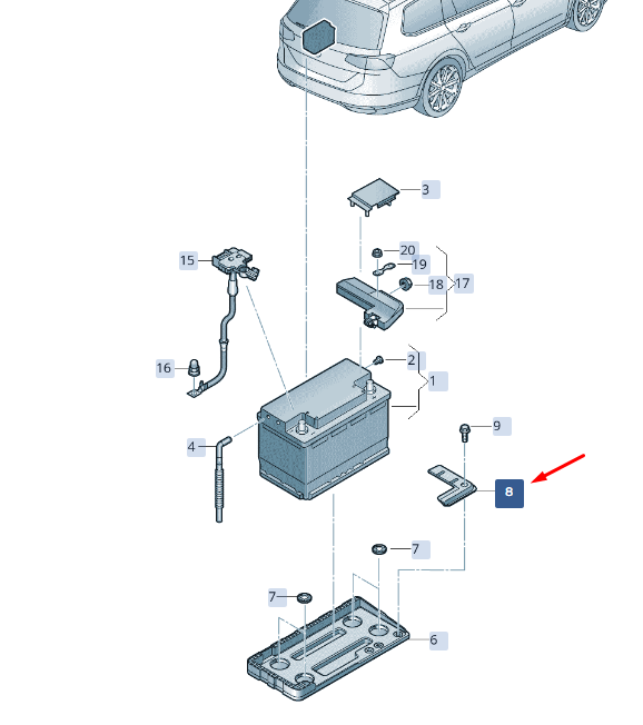 new skoda superb mk3 battery clamping strip 1s0803123 original