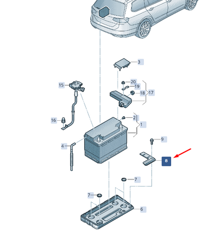 new skoda superb mk3 battery clamping strip 1s0803123 original