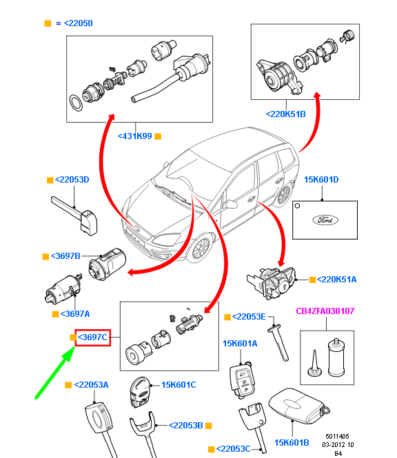 new ford focus mk2 steering and ign lock repair kit 5034072 original
