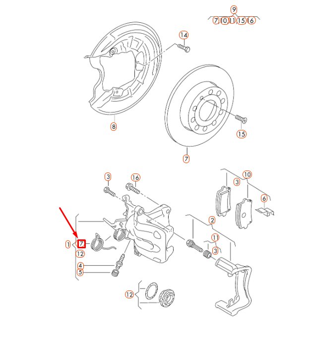 new audi a3 8p rear left brake caliper spring 1k0615295 original