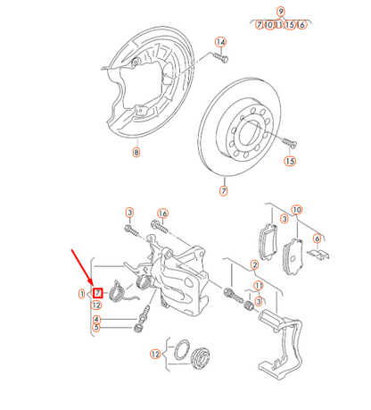 new audi a3 8p rear left brake caliper spring 1k0615295 original