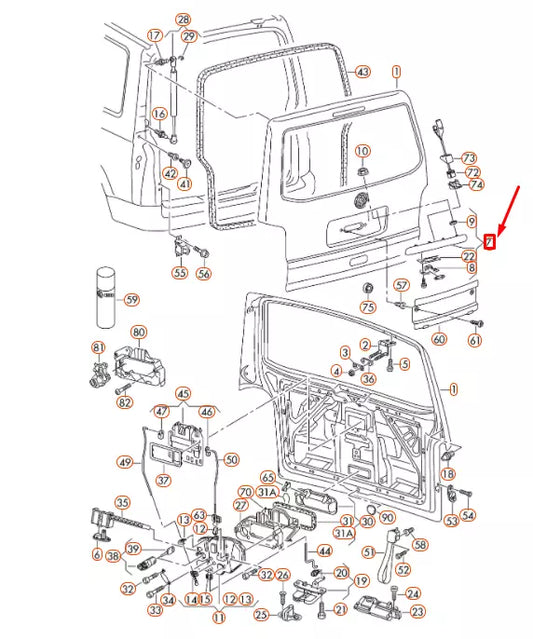 NEW VOLKSWAGEN TRANSPORTER T5 REAR LIGHT FIBRE 7E0827329GGRU