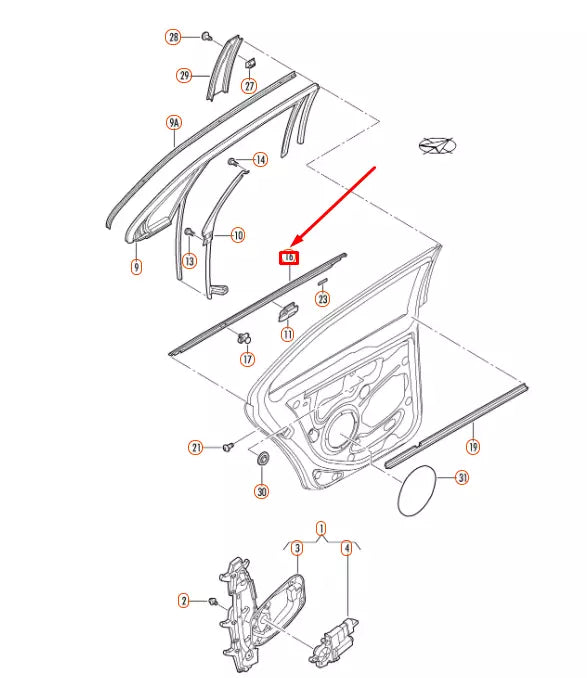 NEW VW JETTA A5 REAR RIGHT OUTER WINDOW APERTURE SEAL 1K5839478F5AP ORIGINAL