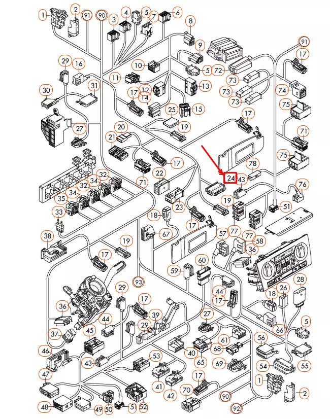 NEW AUDI A3 8P FLAT CONTACT HOUSING 6 PIN 893971636 ORIGINAL