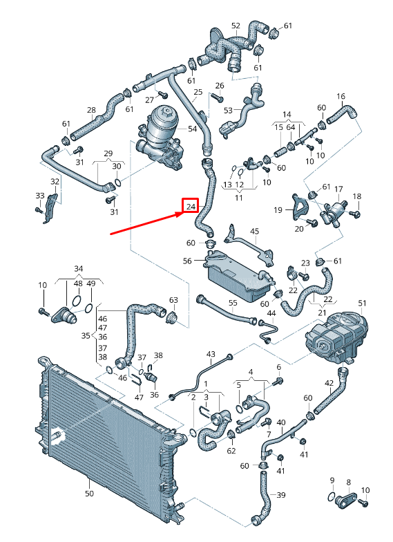 new audi a6 avant c7 engine coolant hose rhd 4g2122449a original