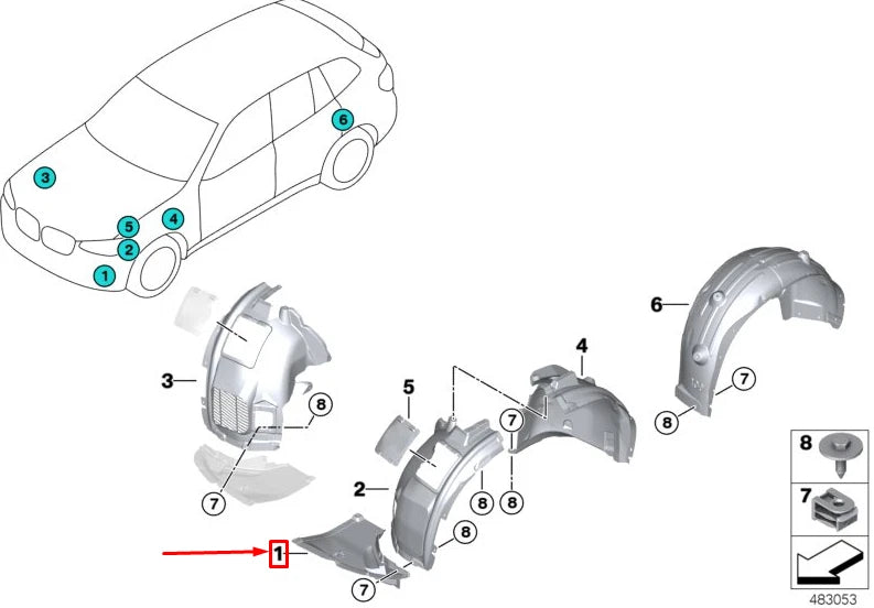 NEW BMW X3 M F97 FRONT RIGHT WHEEL HOUSING BOTTOM COVER 51718066312 ORIGINAL
