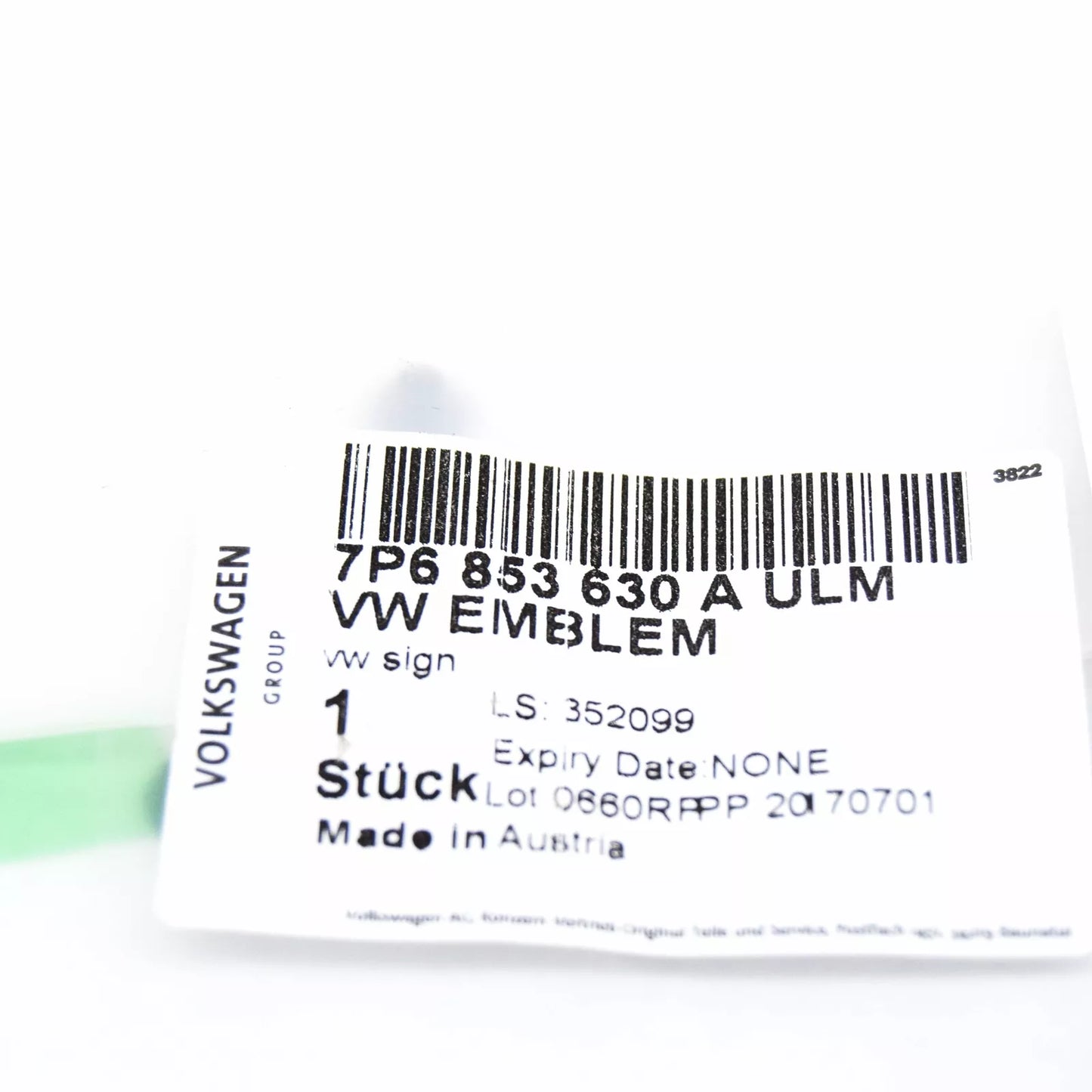 NEW VOLKSWAGEN TOUAREG 7P REAR TRUNK BOOT LID EMBLEM BADGE 7P6853630AULM